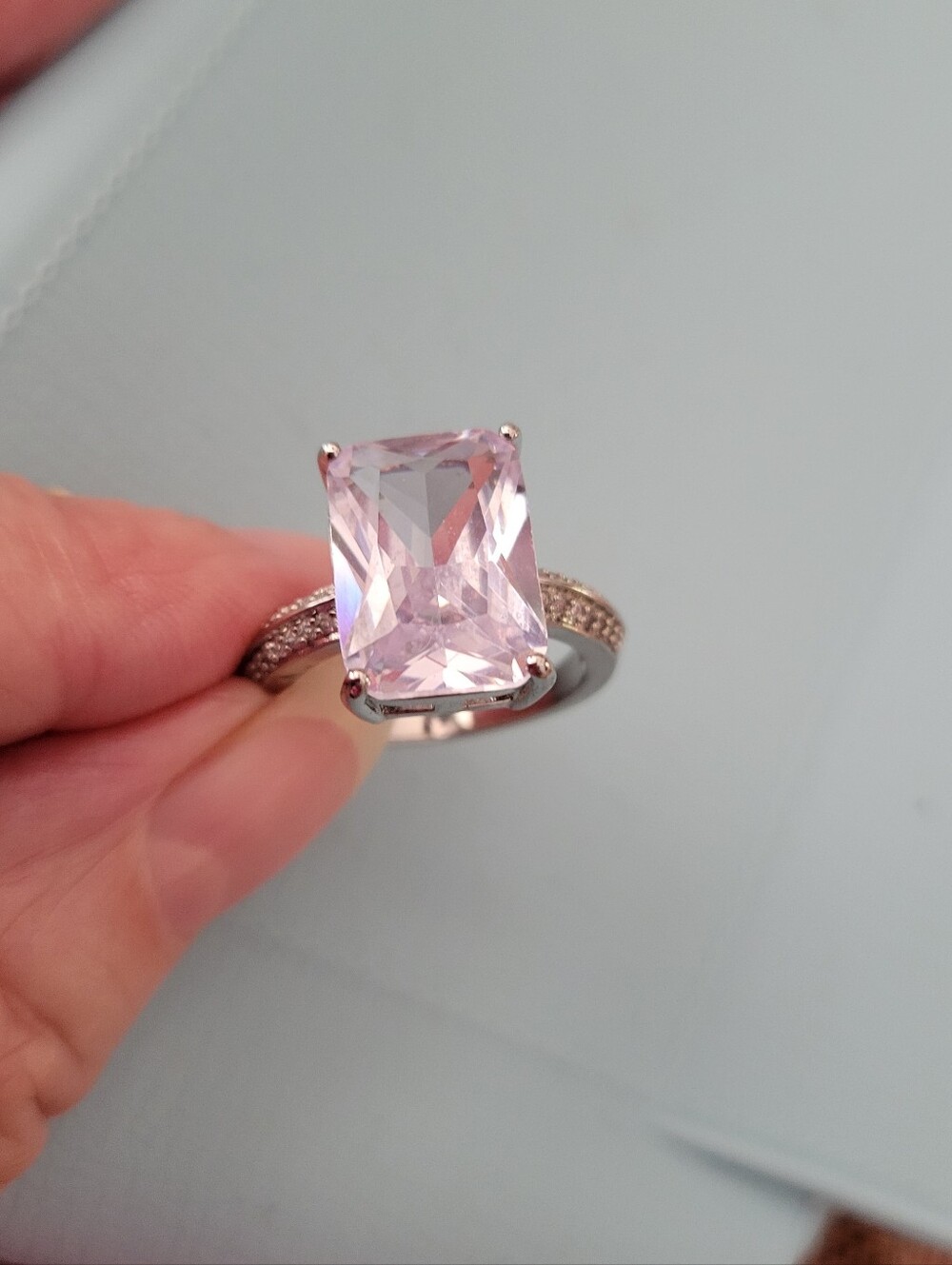 Elegant  Cushion-Cut Ring with Pave Band